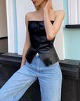 Lasolde Leather Tube Top