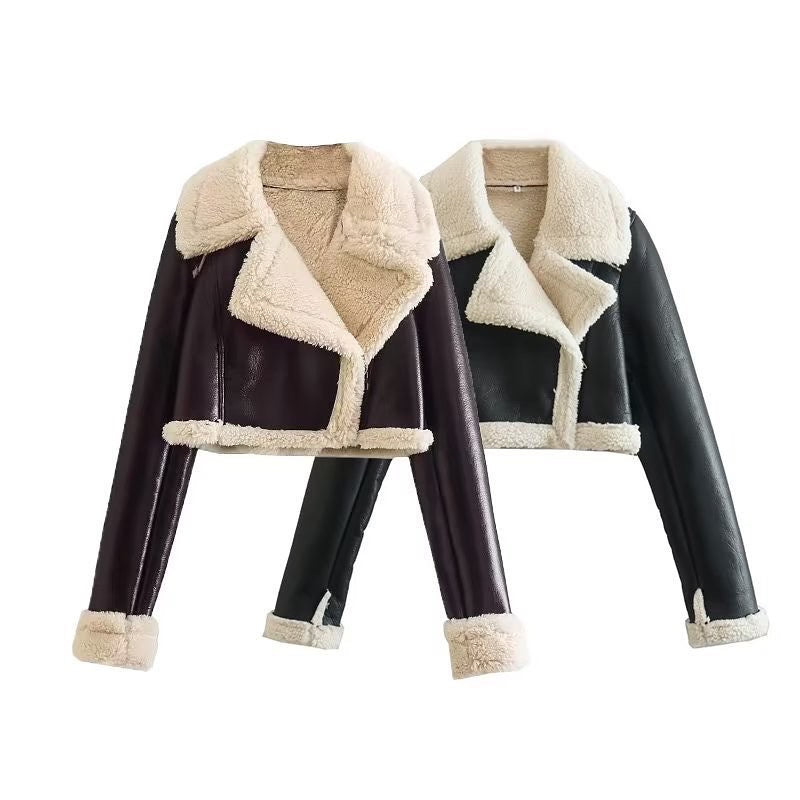 Ashley Leather Fur Crop Jacket
