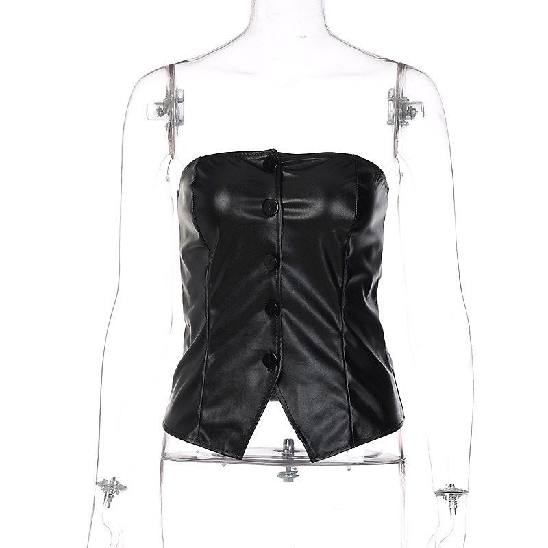 Lasolde Leather Tube Top