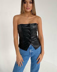 Lasolde Leather Tube Top