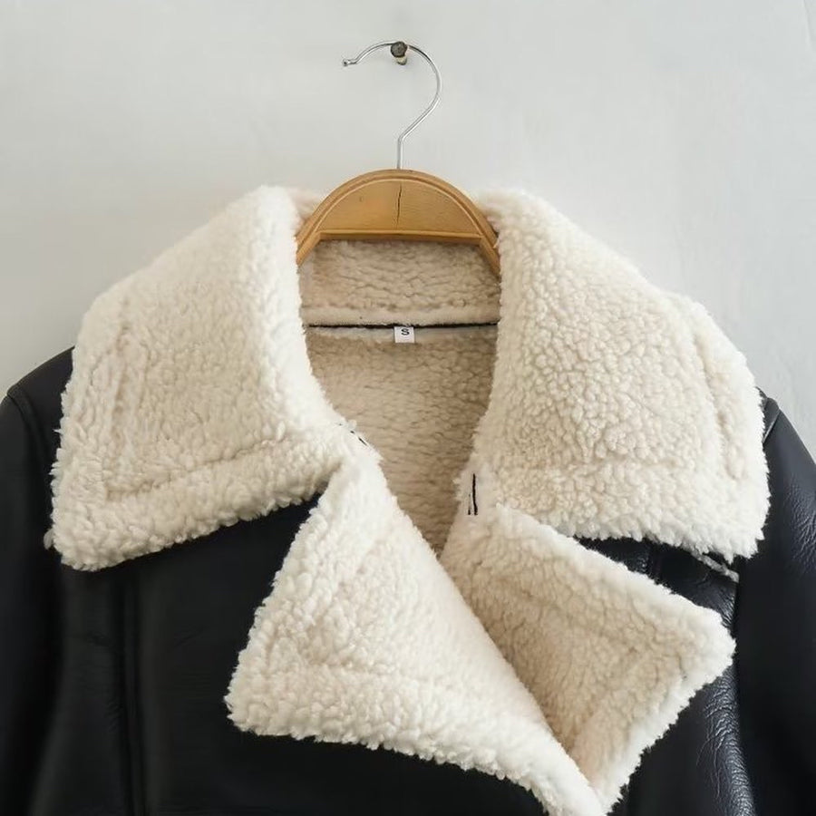 Ashley Leather Fur Crop Jacket