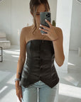 Lasolde Leather Tube Top