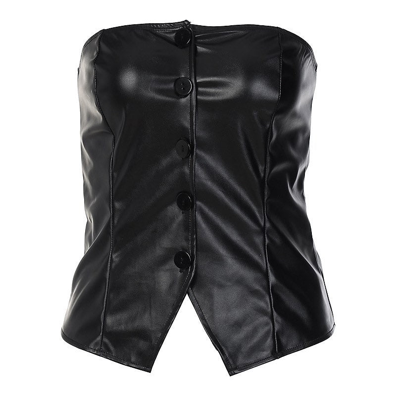 Lasolde Leather Tube Top