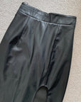 Adasa Leather Slit Skirt