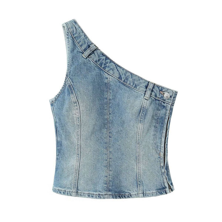 Hanvia Asymmetric Denim Top