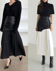 Camille Leather Pleated Skirt