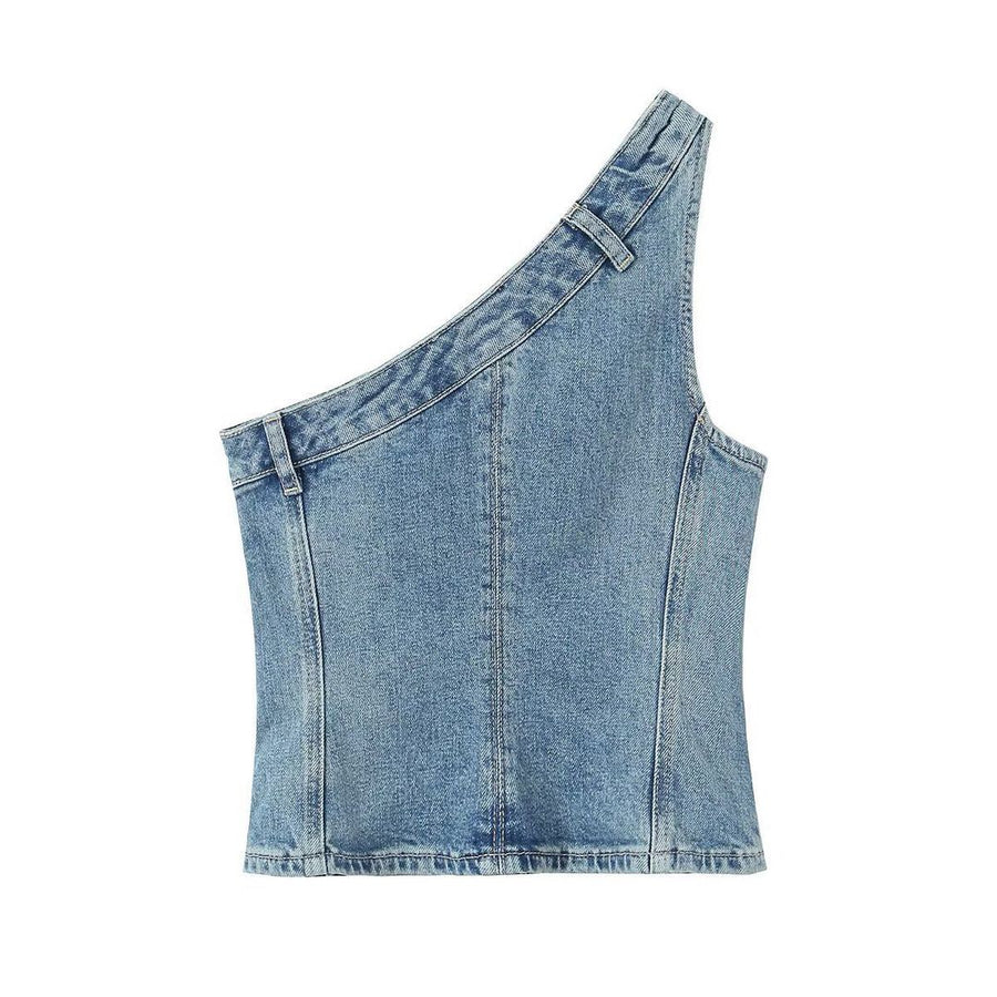 Hanvia Asymmetric Denim Top