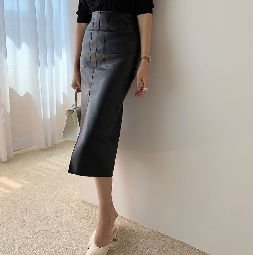 Feyt Leather Skirt