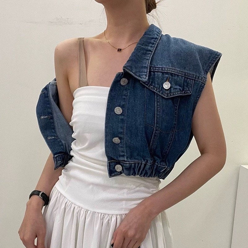 Rachelle Denim Vest Top