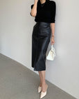 Feyt Leather Skirt