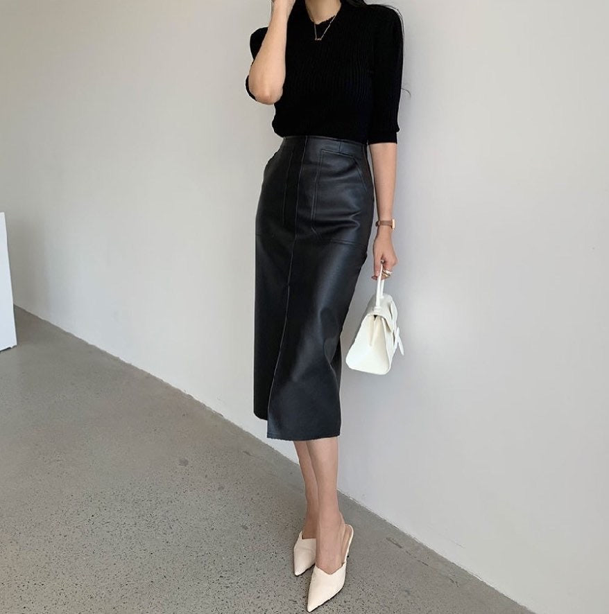 Feyt Leather Skirt