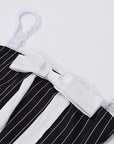 Jacquire Ribbon Striped Down Dress