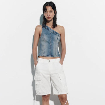 Hanvia Asymmetric Denim Top