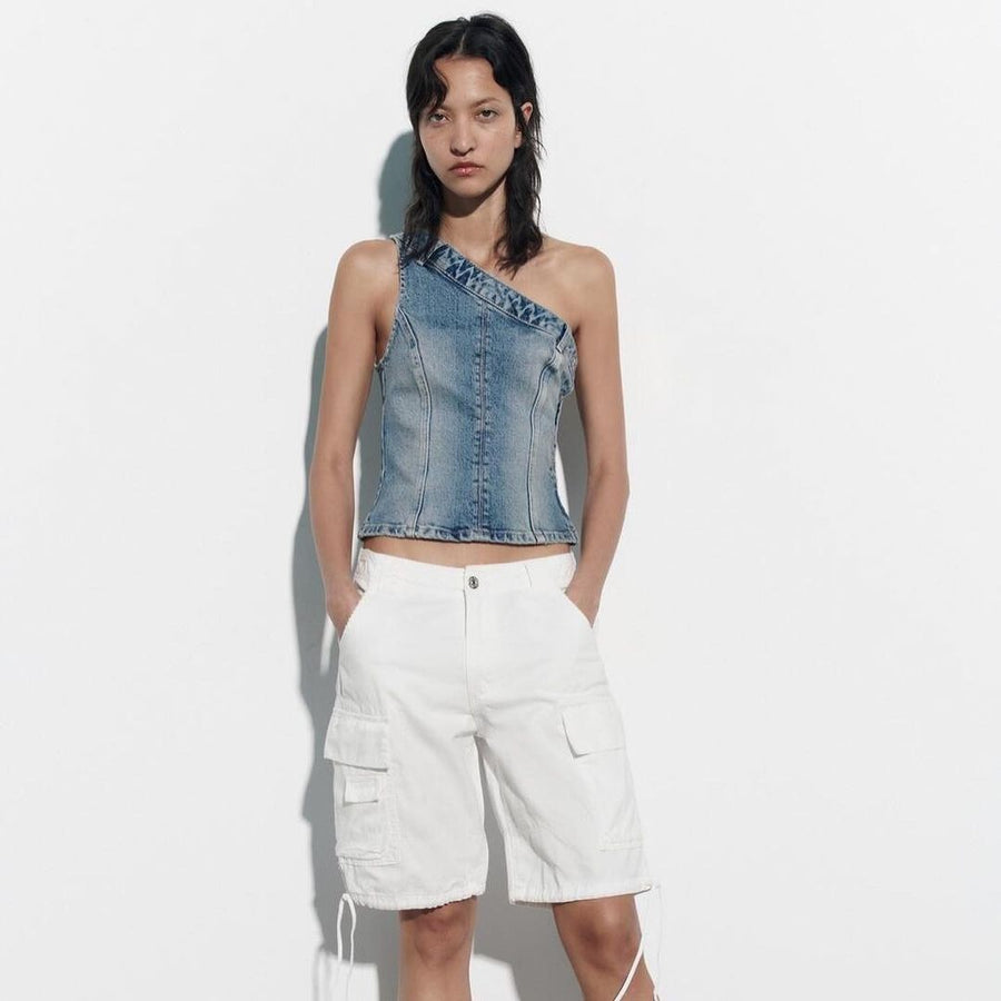 Hanvia Asymmetric Denim Top