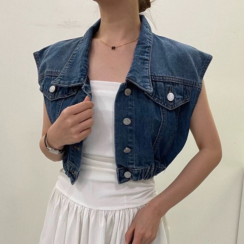 Rachelle Denim Vest Top