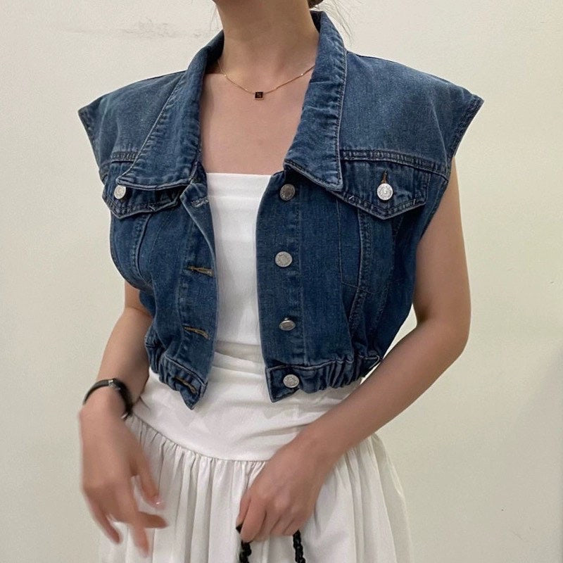 Rachelle Denim Vest Top