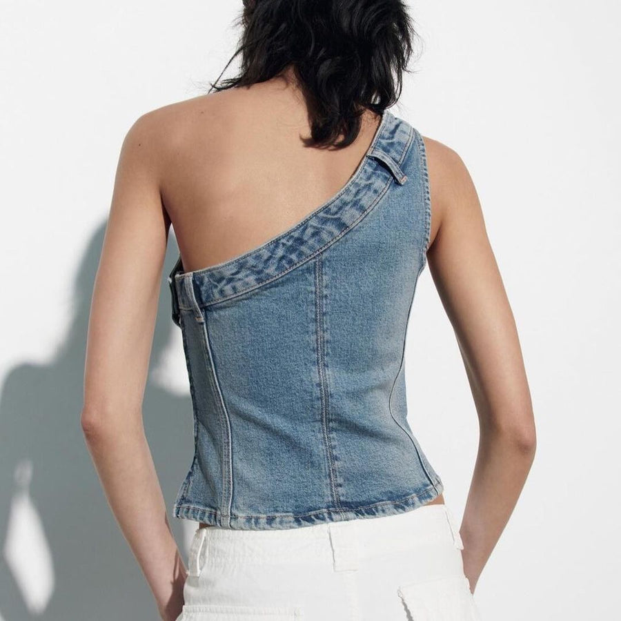 Hanvia Asymmetric Denim Top