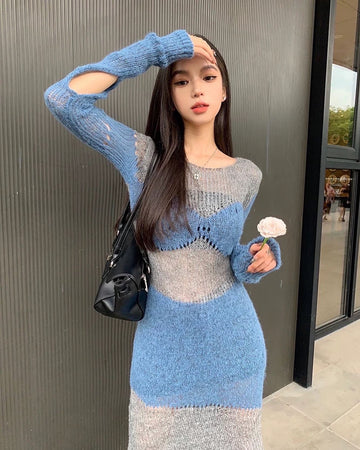 Leuna Blue Knit Dress