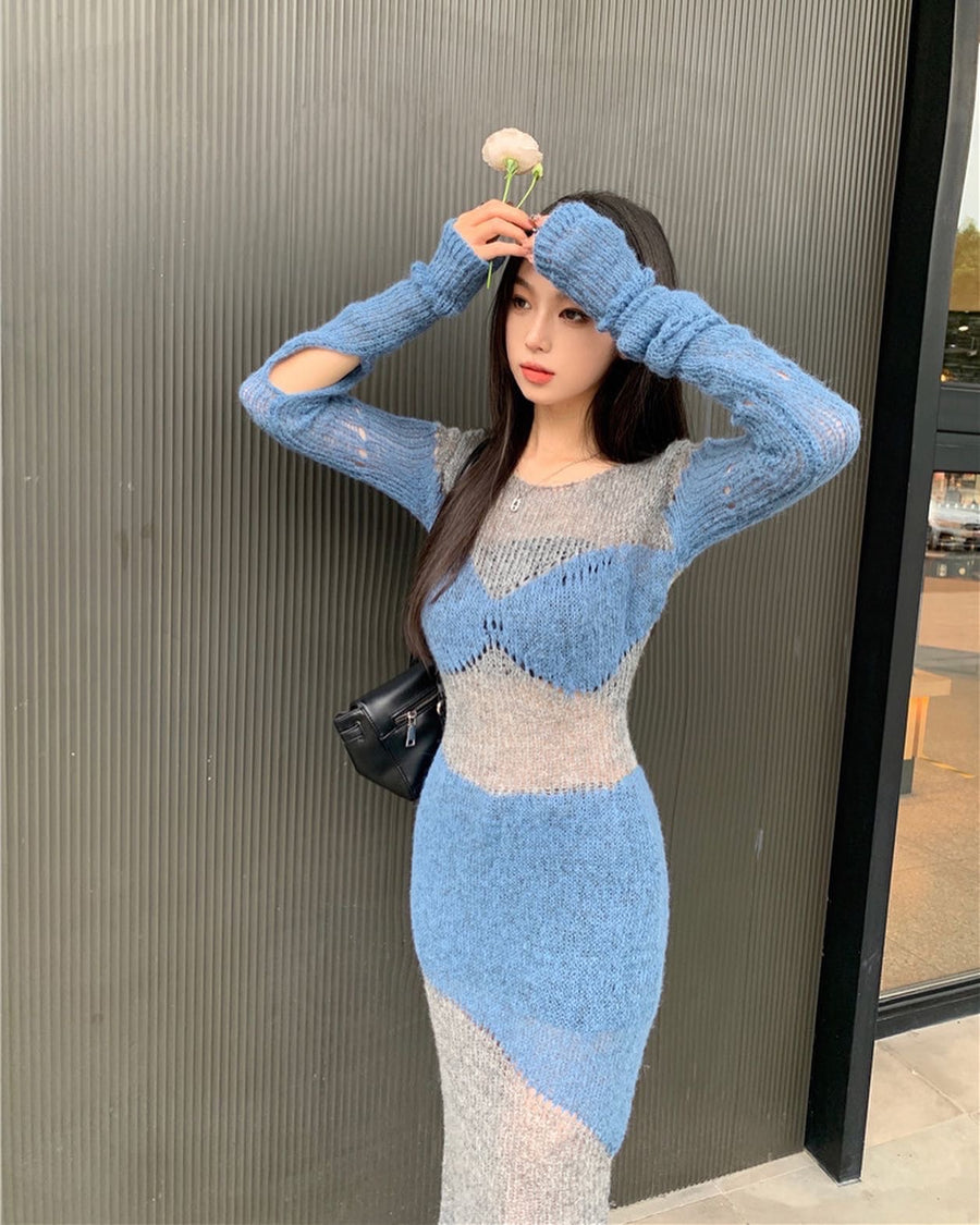Leuna Blue Knit Dress