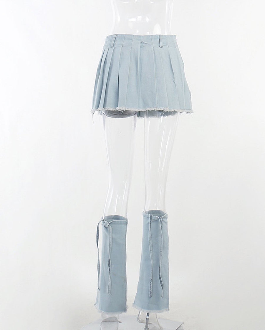 Lorna Denim Skirt + Leg Warmers
