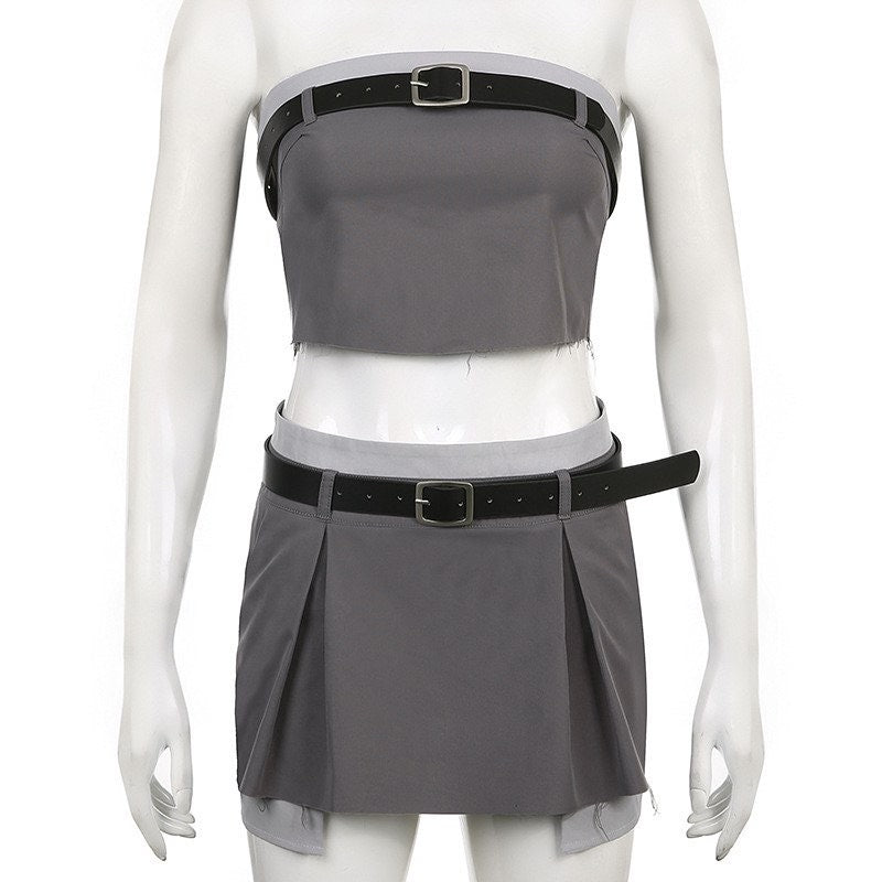 Zuri Gray Belted Set