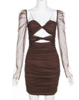 Sloane Brown Sheer Dress