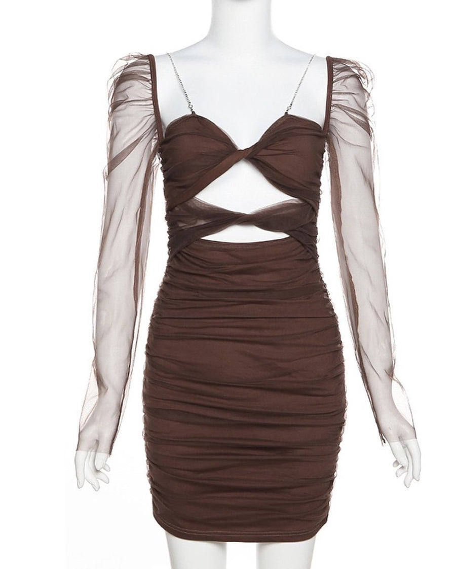 Sloane Brown Sheer Dress