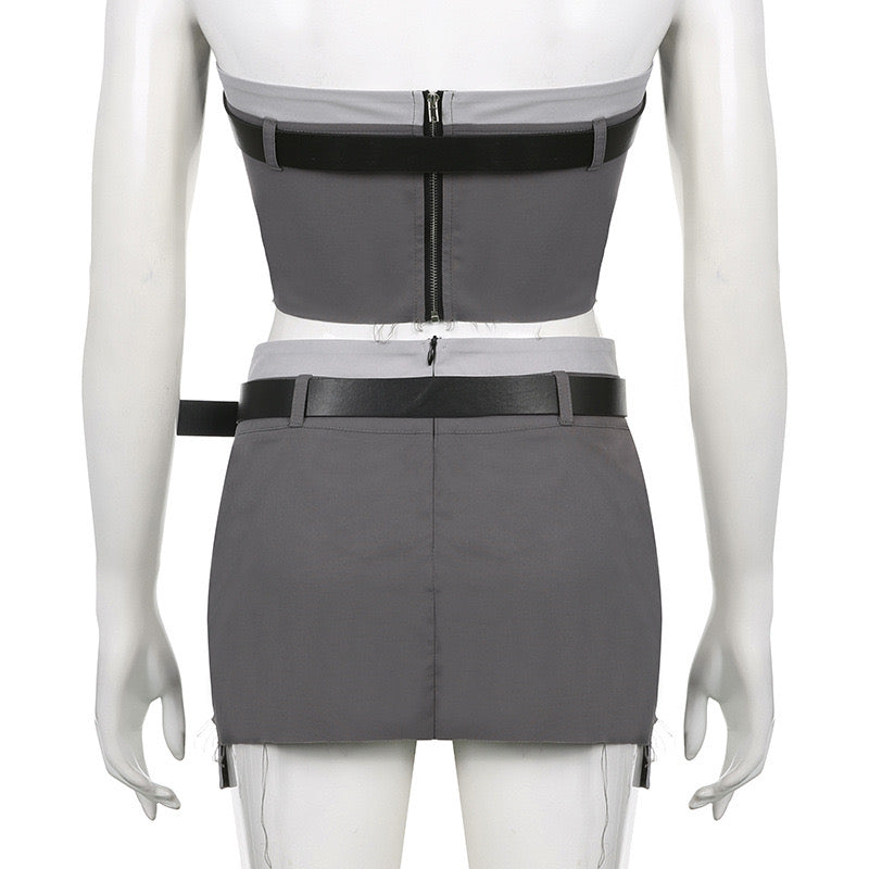 Zuri Gray Belted Set