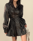 Beatrixe Leather Mini Dress